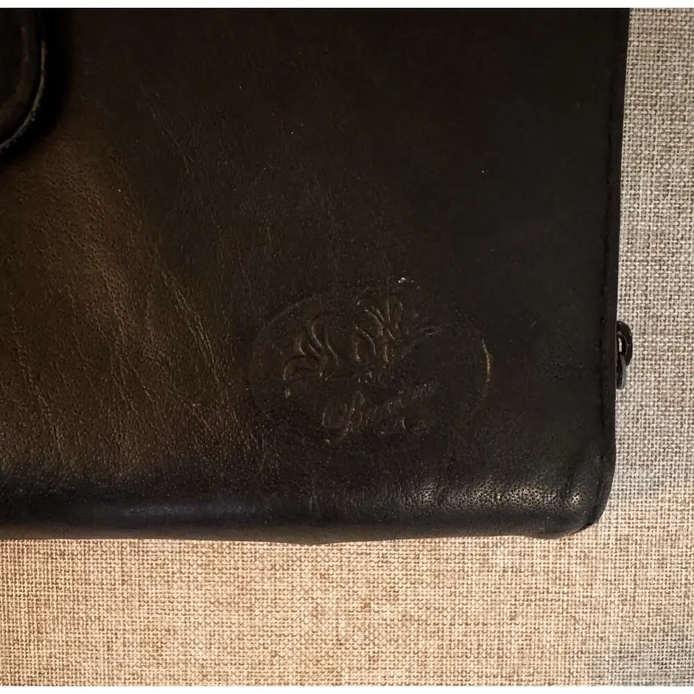Vintage Brighton Black Leather Zip Around Wallet Checkbook
